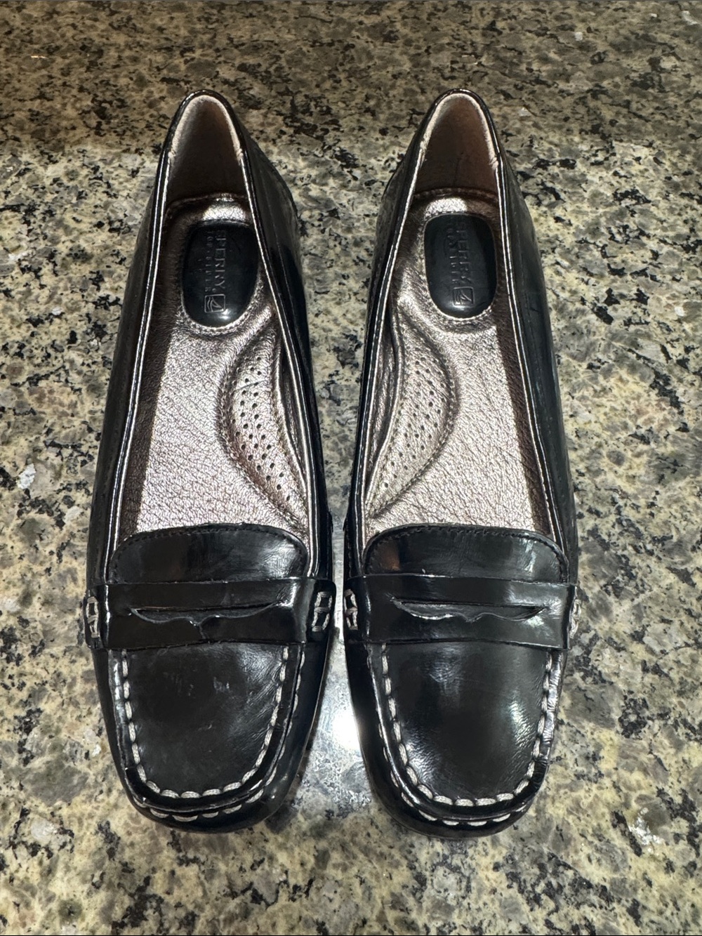 Sperry Black Leather Slip-On Penny Loafers for Women